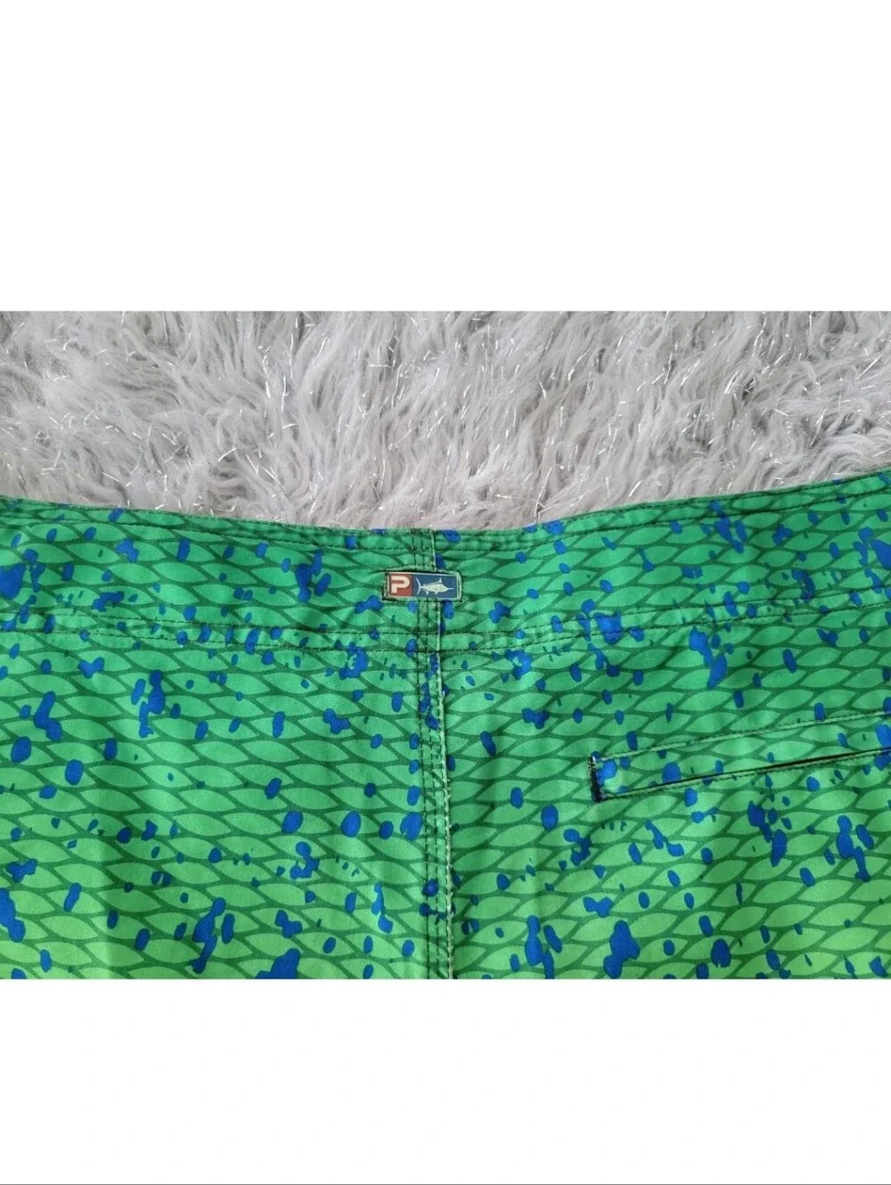 Pelagic Board Shorts Swim Trunks Green Yellow Dorado Swimsuit Pockets Fish 40